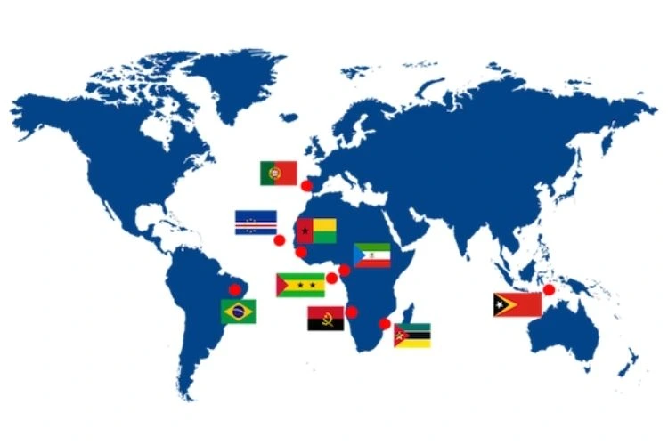mapa de países que falam a língua portuguesa
