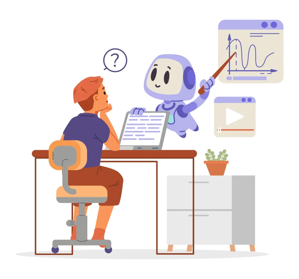 menino estuda com inteligência artificial