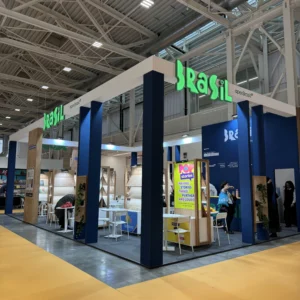 Estande do Brazilian Publishers na Feira de Bolonha