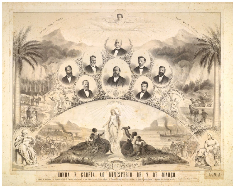 Legenda: Honra e Gloria ao Ministério 7 de Março, 1871.
Fonte: Biblioteca Digital Luso-Brasileira.